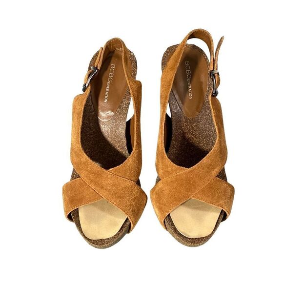 Womens BCBGeneration Brown Suede Open Toe High Heel Shoes - Picture 1 of 9